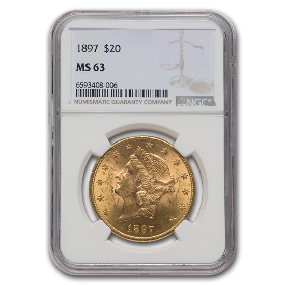 1897 $20 Liberty Gold Double Eagle MS-63 NGC 1897 $20 Liberty Gold Double Eagle MS-63 NGC